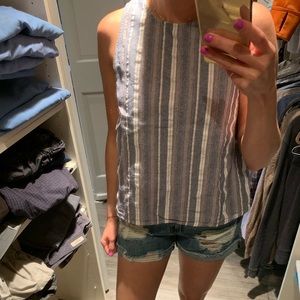 Stripped chambray top